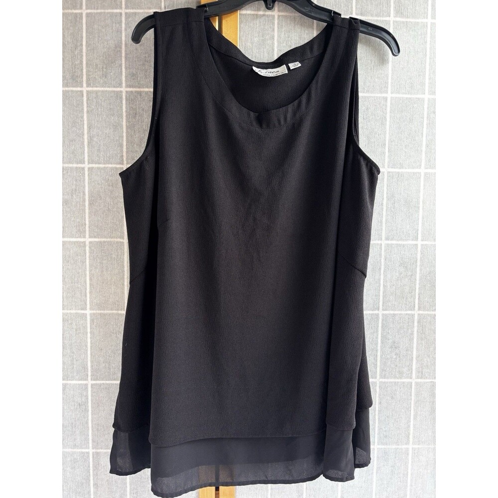 Linea by Louis Dell'Olio Womens Dressy Tank Top Polyester Satin Black Size 1X